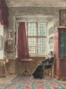 Mrs Hunt Seated In An Interior by William Henry Hunt