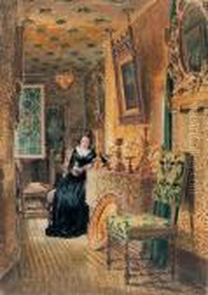 Portrait Of Mrs Hunt In Mr. Moore's Library - view 1