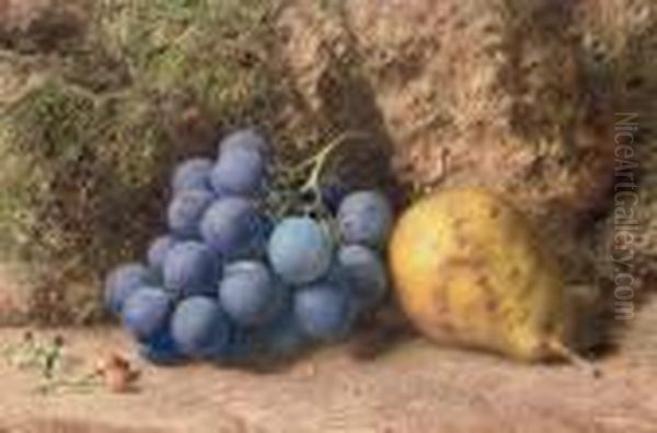 Still Life With A Bunch Of Grapes, A Pear And Rosehips On A Mossybank - view 1