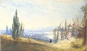 A distant view of the Arno, Florence, morning by John Robert Mather