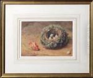 A Red Flower Lying Near A Bird's Nest by William Henry Hunt