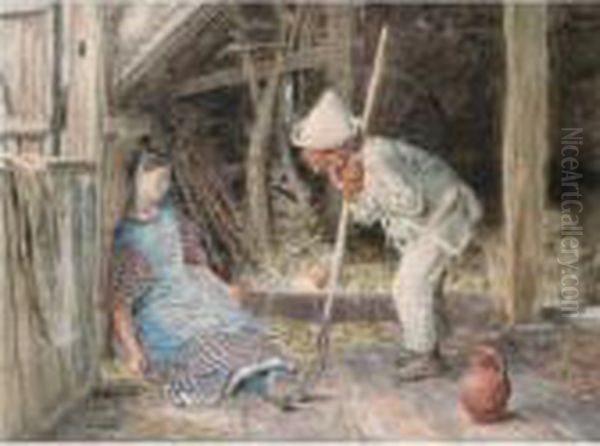 Two Children In A Barn - view 1