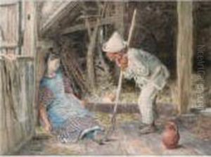 Two Children In A Barn by William Henry Hunt