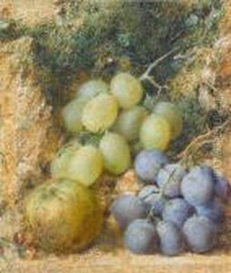 Still Life Of Grapes And Apple by William Henry Hunt