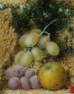 Still Life Of Grapes And An Apple by William Henry Hunt