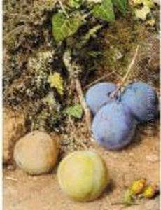 Still Life With Greengages And Plums On A Mossy Bank by William Henry Hunt