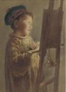 A Young Boy Viewing A Picture By Candlelight by William Henry Hunt