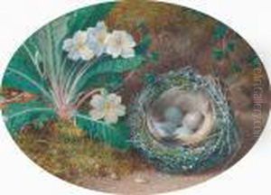 A Primrose And Birds Nest by William Henry Hunt