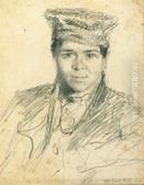 Portrait Of A Boy, Bust-length, Wearing A Hat - view 1