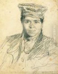 Portrait Of A Boy, Bust-length, Wearing A Hat by William Henry Hunt