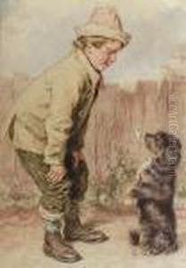 A Boy With A Begging Dog by William Henry Hunt