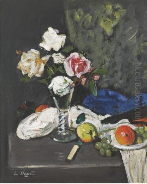 Still Life With Fruit And Roses In A Wine Glass - view 1