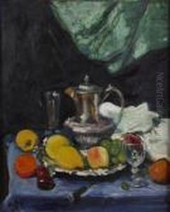 Still Life With Silver Teapot by George Leslie Hunter