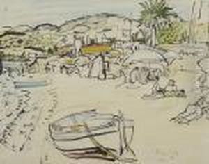 On The Beach South Of France by George Leslie Hunter