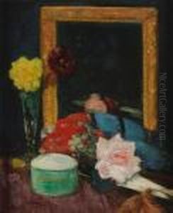Still Life With Pink Rose by George Leslie Hunter