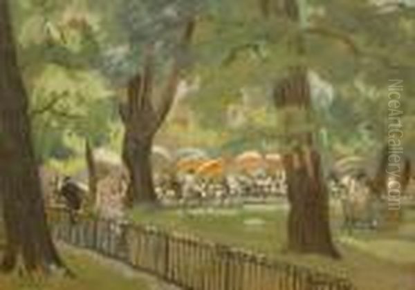 Figures In A Parkland Caf - view 1