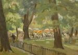 Figures In A Parkland Caf by George Leslie Hunter