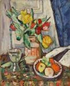 Tulips And Fruit by George Leslie Hunter