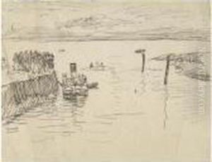 The Ferry; Fishing Boats by George Leslie Hunter