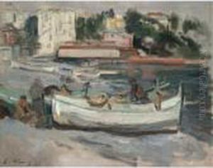 The Beach, Juan-les-pins by George Leslie Hunter