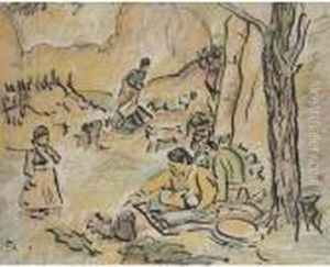 Native Americans At The Campfire