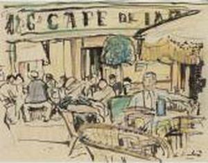 Cafe A Vence by George Leslie Hunter
