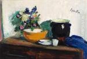 Kitchen Table With Spring Flowers by George Leslie Hunter
