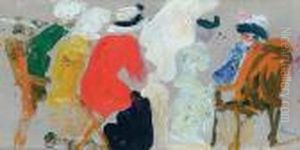 Figures In Conversation Etaples by George Leslie Hunter