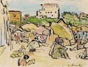 On The Beach, Juan-les-pins by George Leslie Hunter
