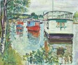 House Boats, Loch Lomond by George Leslie Hunter
