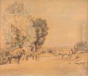 Horses And Viaduct On The Seine