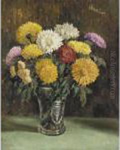Still Life With Chrysanthemums by George Leslie Hunter