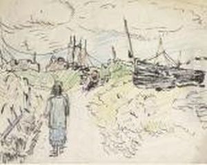 Figures Amongst Boats by George Leslie Hunter