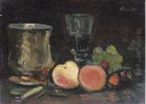 Peaches And Tankard by George Leslie Hunter