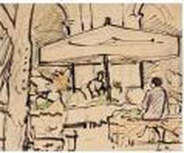A French Market, C.1927; In A French Garden, C.1927; Sketch Of A Woman, C.1927-29 - view 1