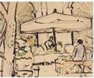 A French Market, C.1927; In A French Garden, C.1927; Sketch Of A Woman, C.1927-29 by George Leslie Hunter