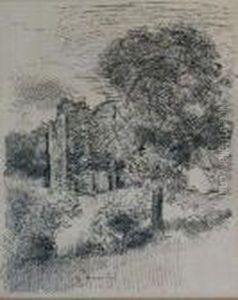 Tree Study With Ruin by George Leslie Hunter