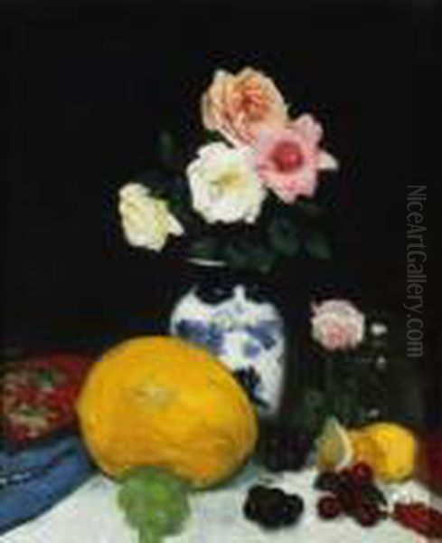 Still Life With Roses And A Melon - view 1