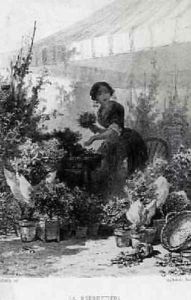 The Flower Seller mid 19th century by Adolphe Mouilleron