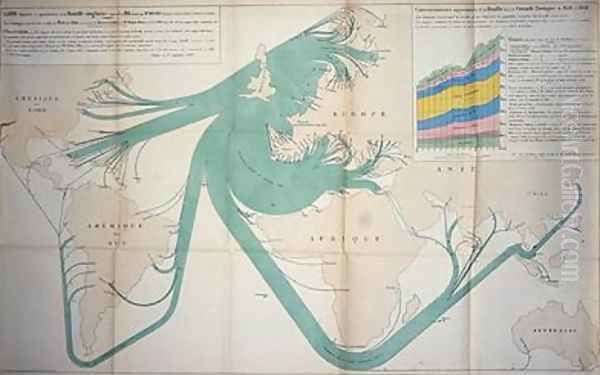 Map showing the export of coal from the British Isles in 1864 - view 1