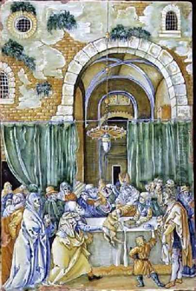 Panel depicting The Rejection of Joachims Offering - view 1