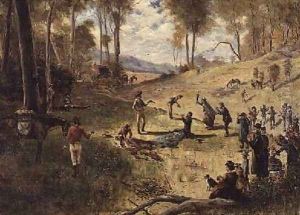 Bushrangers holding up coach passengers 1894 by Patrick William Marony