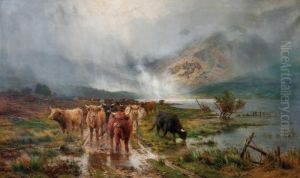 Cattle In A Highland Landscape by Louis Bosworth Hurt
