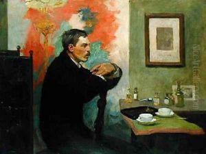 The Painter Julius Wohlers in his Studio 1895 by Alfred Mohrbutter