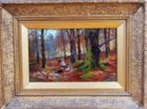 Children Resting In An Autumnal Wood