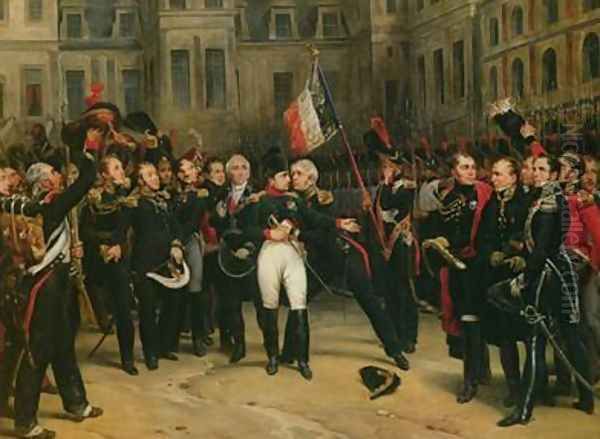 Napoleon I 1769-1821 Bidding Farewell to the Imperial Guard in the Cheval-Blanc Courtyard at the Chateau de Fontainebleau - view 1