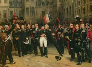 Napoleon I 1769-1821 Bidding Farewell to the Imperial Guard in the Cheval-Blanc Courtyard at the Chateau de Fontainebleau