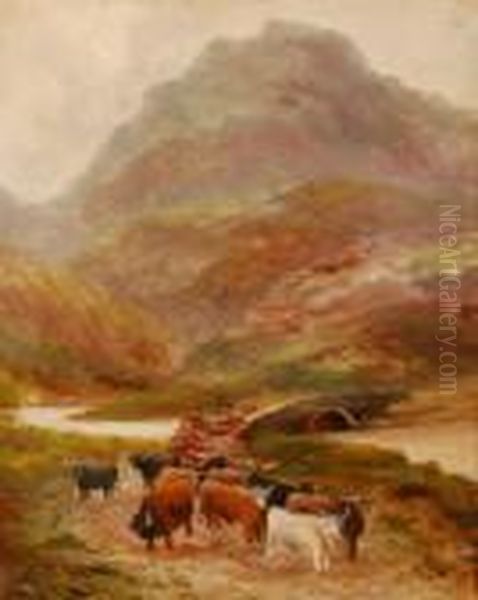 Cattle By A Highland River - view 1