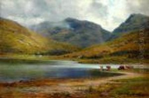 Autumn Lochgilphead' Signed Oil On Board, 17x24.5cm by Louis Bosworth Hurt