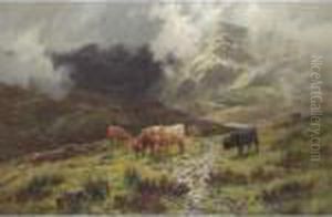 Cattle In A Highland Landscape by Louis Bosworth Hurt